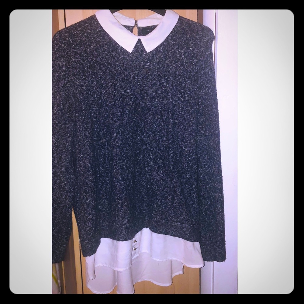 One Piece Sweater with layered blouse appearance